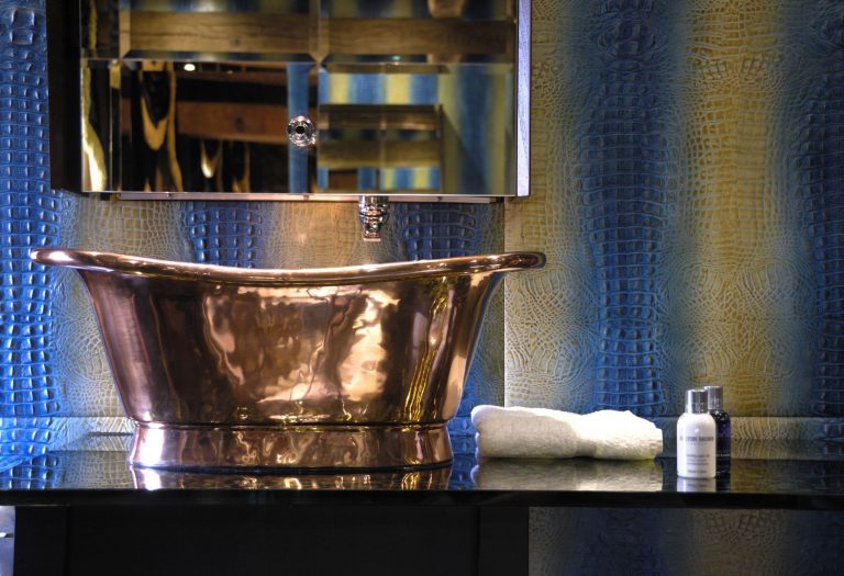 Copper Bateau Basin with Copper Interior