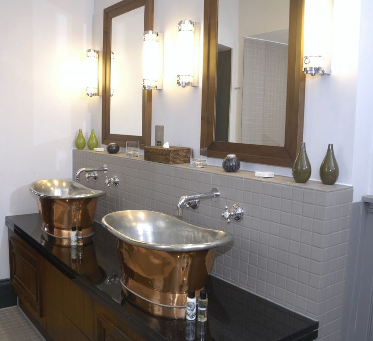 Copper Bateau Basin with Tin Interior