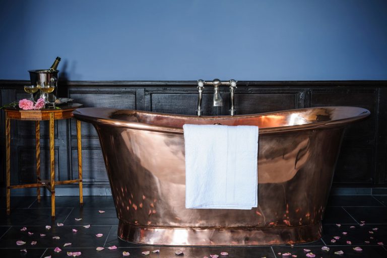 Copper Bateau Bath with Copper Interior