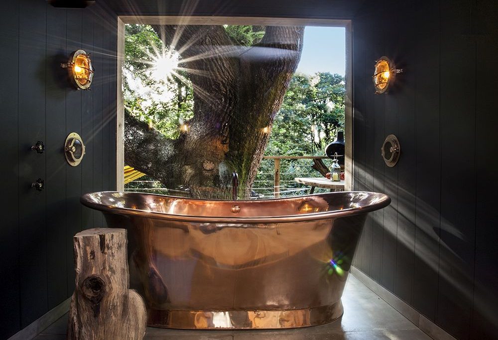 Copper Bateau Bath with Copper Interior