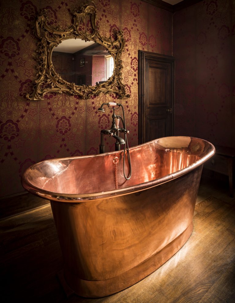 Copper Bateau Bath with Copper Interior