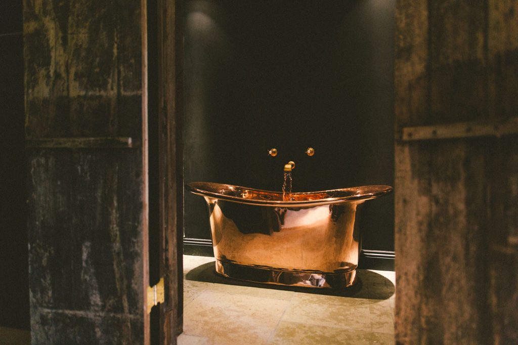 Copper Bateau Bath with Copper Interior
