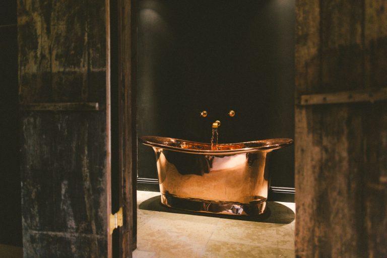 Copper Bateau Bath with Copper Interior