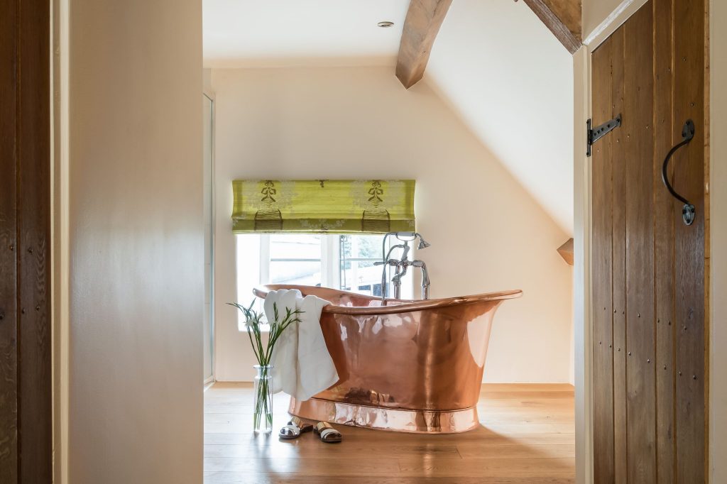 Copper Bateau Bath with Copper Interior