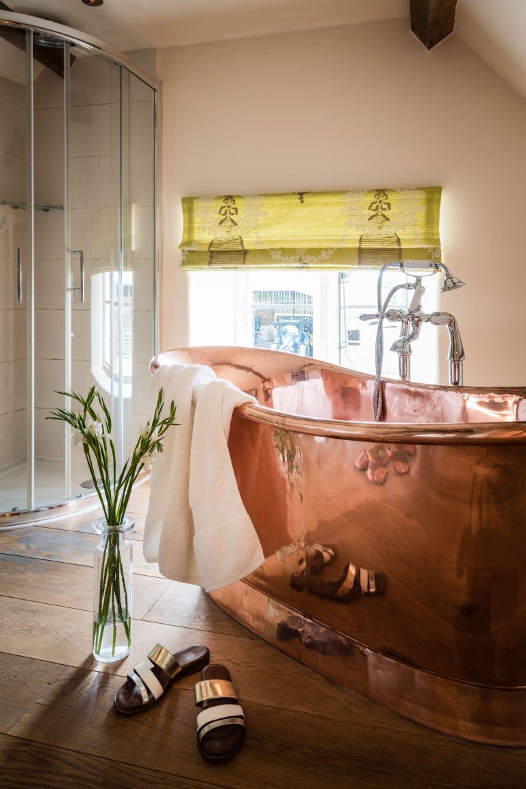 Copper Bateau Bath with Copper Interior