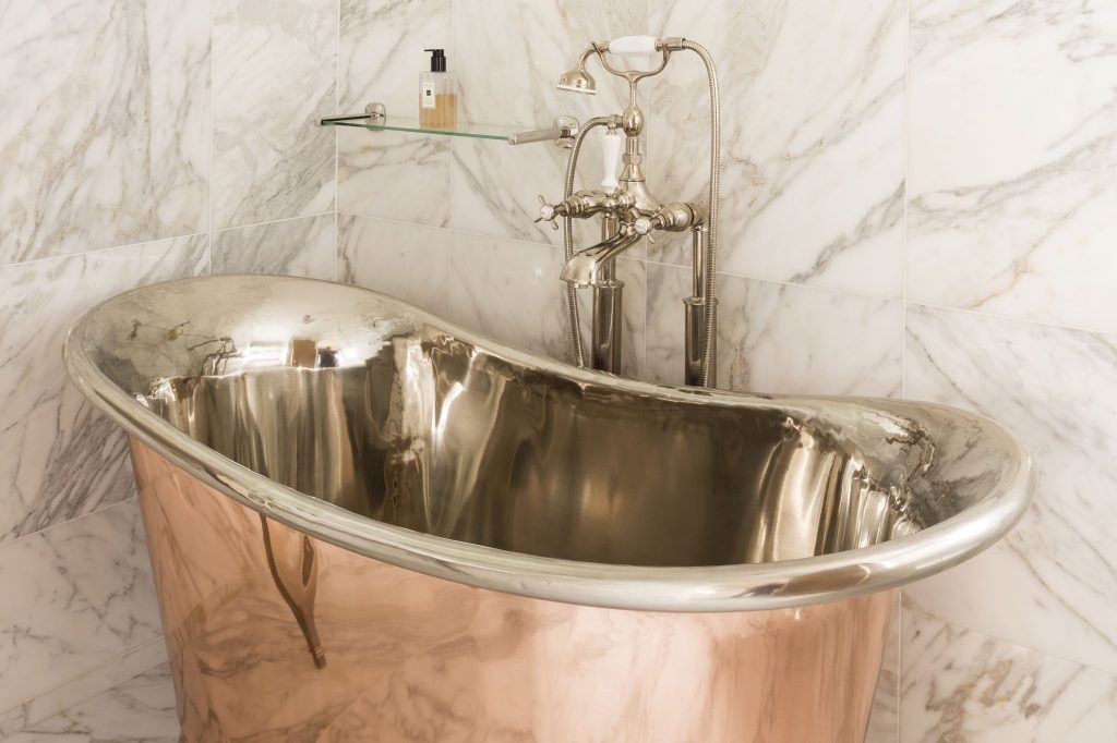 Copper Bateau Bath with Nickel Interior