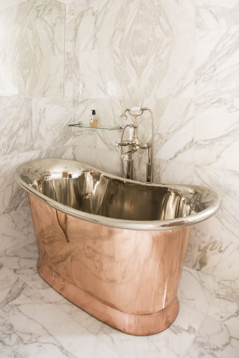 Copper Bateau Bath with Nickel Interior
