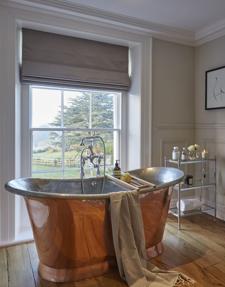 Copper Bateau Bath with Tin Interior