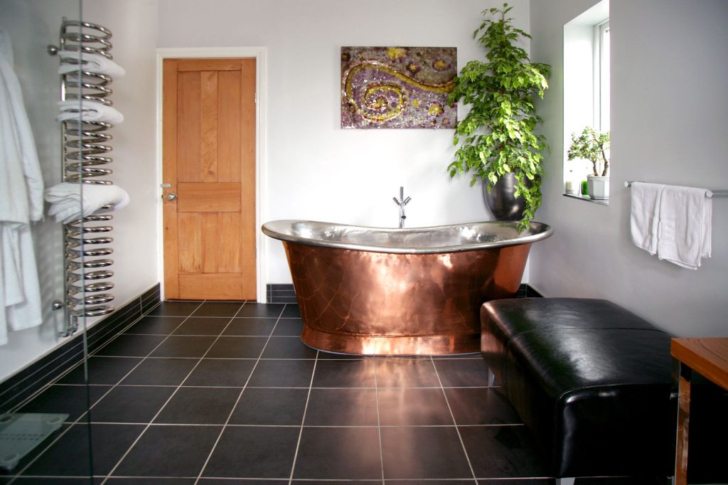 Copper Bateau Bath with Nickel Interior