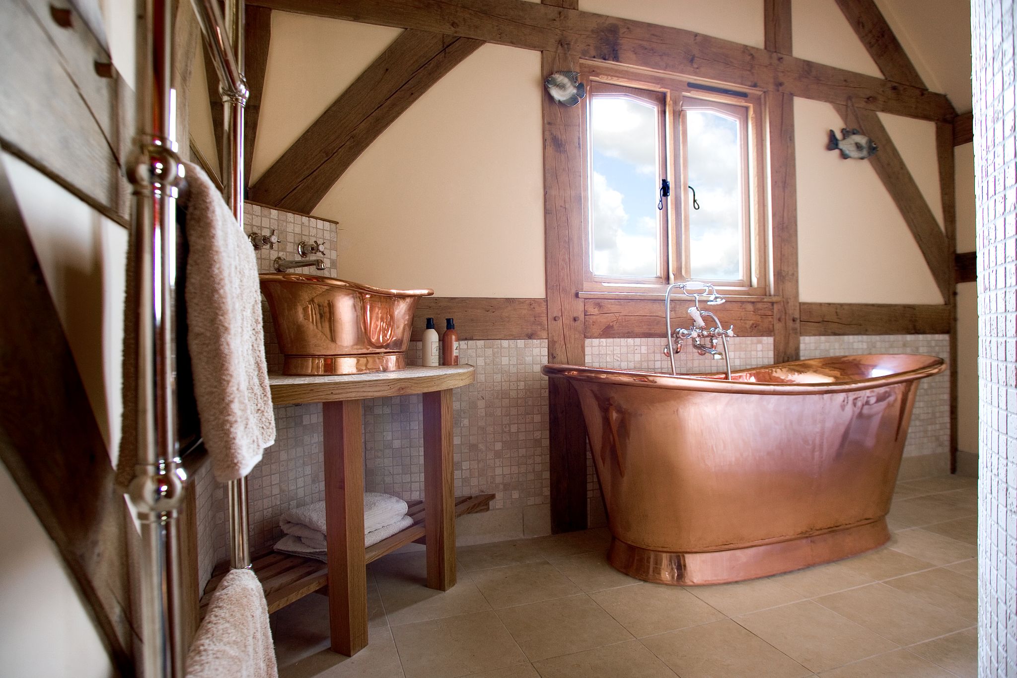 Copper Bateau Bath with Copper Interior