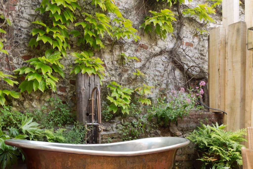 Patina Bateau Bath with Tin Interior