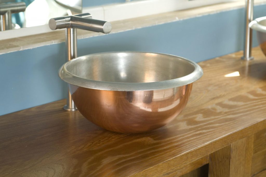 Copper Curva Basin with Tin Interior