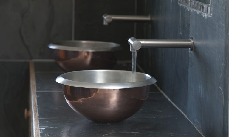 Copper Curva Basin with Tin Interior