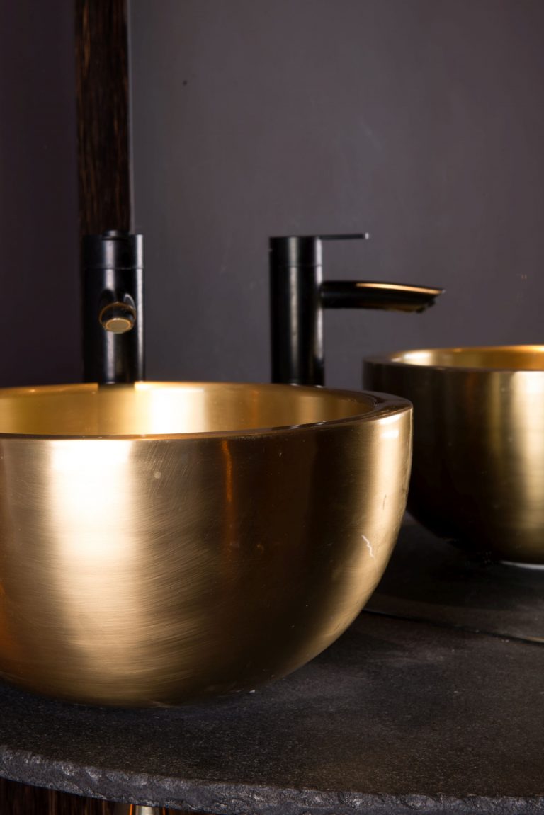 Brushed Brass Perosa Basin with Brushed Brass Exterior