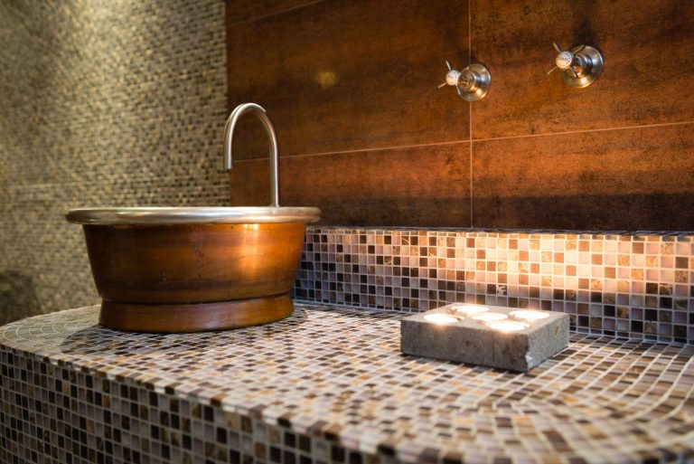 Patina Copper Rotundus Basin with Tin Interior