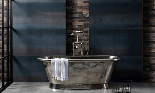 nickel bath in a bathroom setup